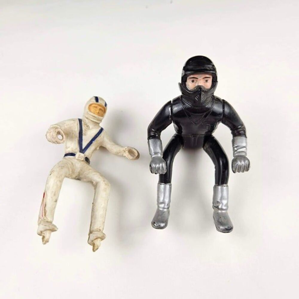 Vintage Evil Knevel Rubber Figure and Turbo Black Motorcycle Rider